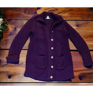 RUFF HEWN Women's Wool Blend Knit Hooded Button Cardigan Size L